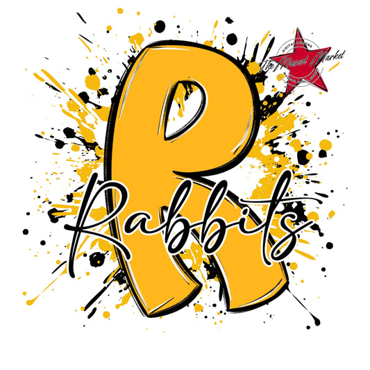 Rabbits Mascot Splatter-Yellow