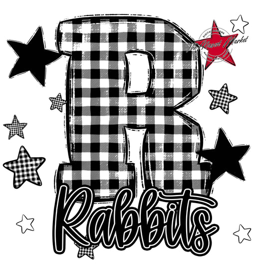 Rabbits Plaid Star Design-Black