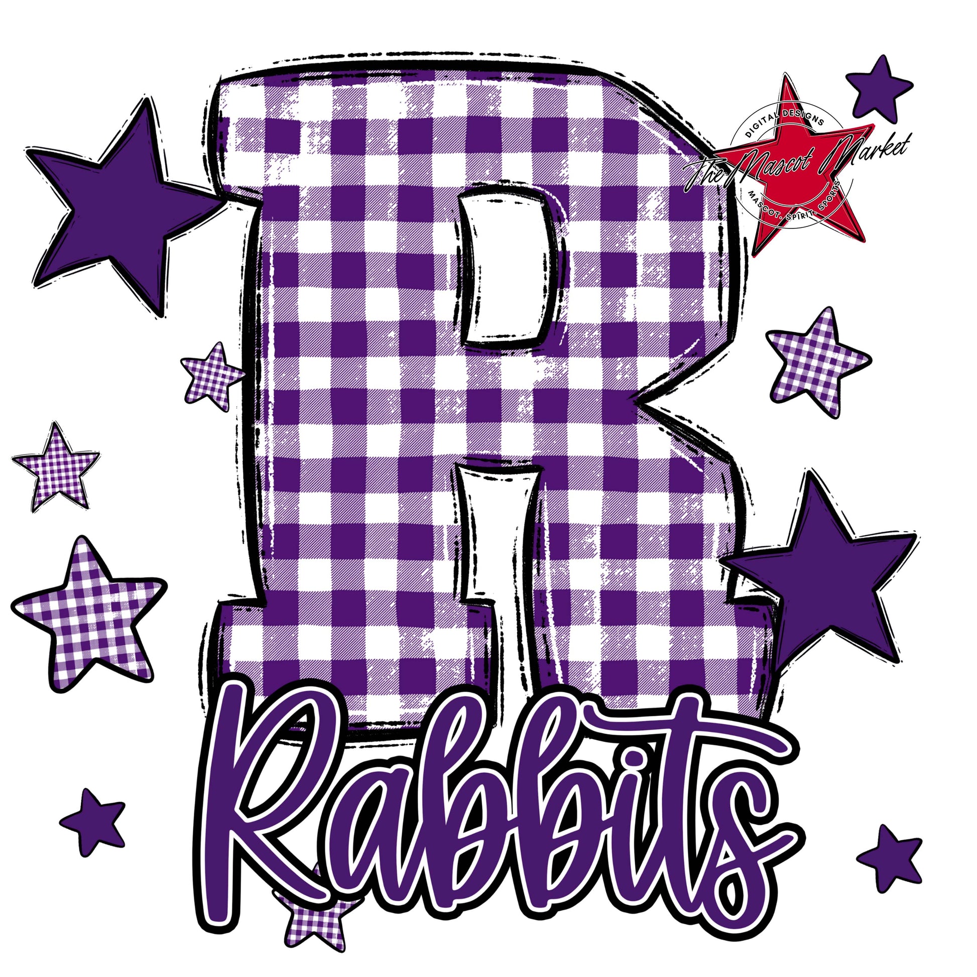 Rabbits Plaid Star Design-Purple