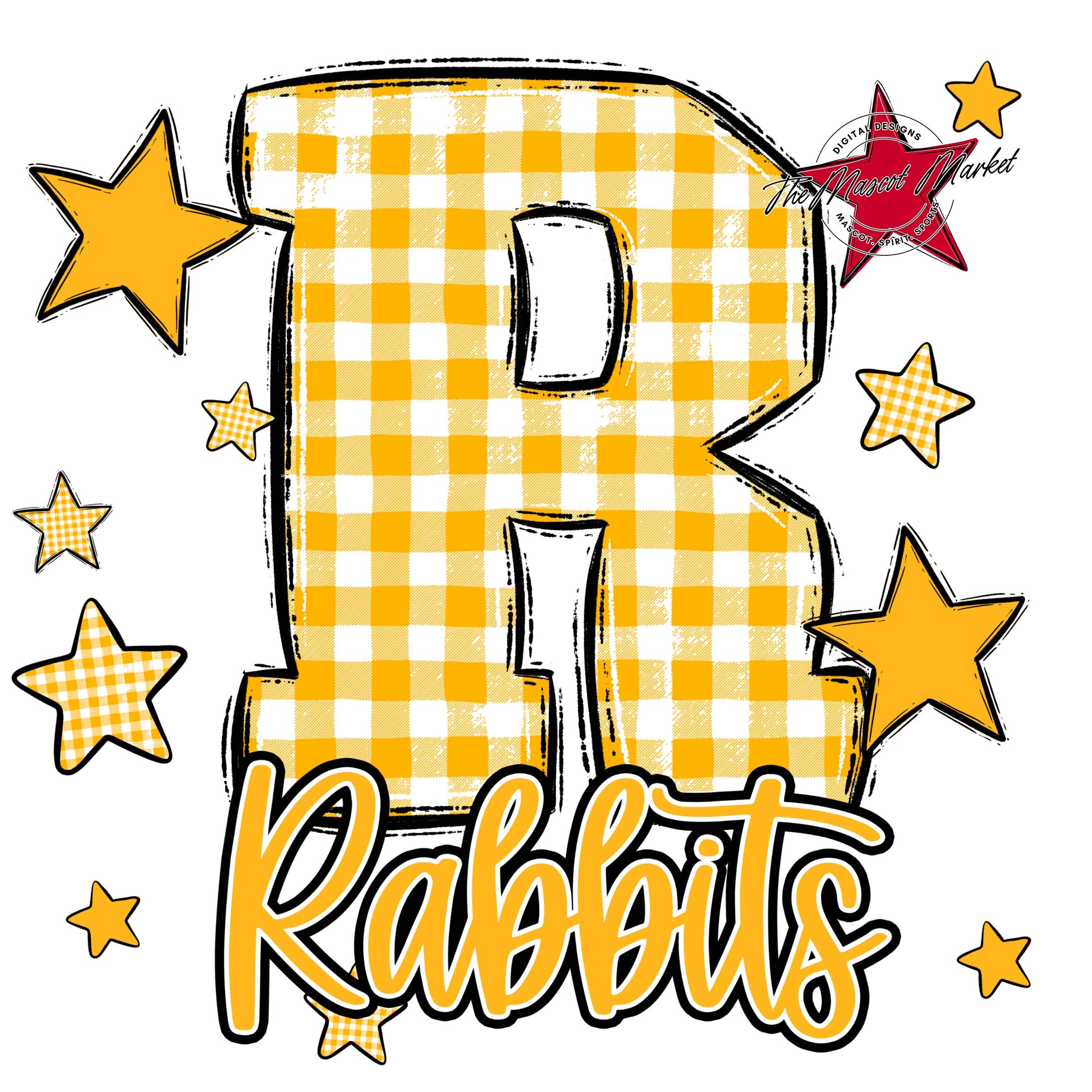 Rabbits Plaid Star Design-Yellow