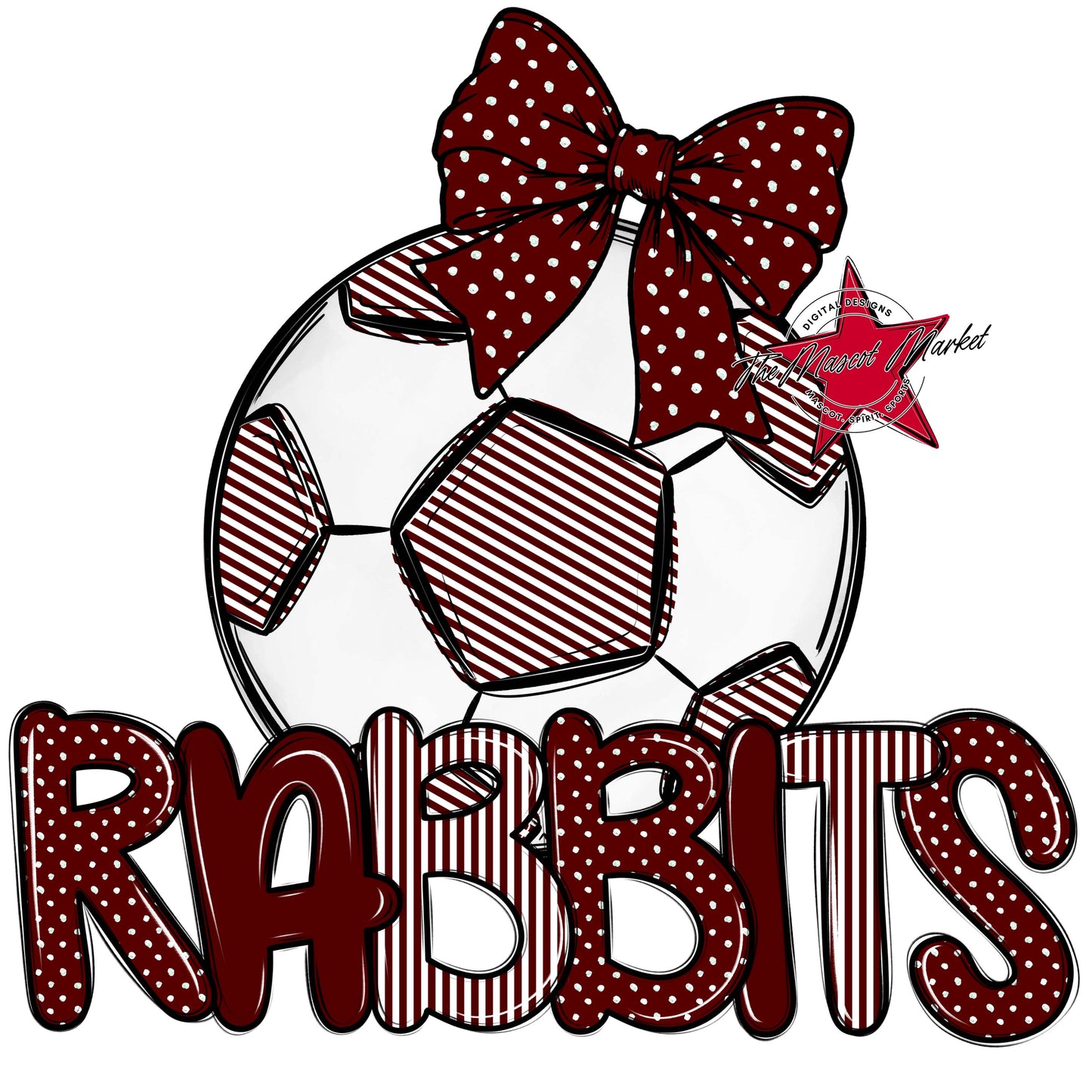 Rabbits Soccer Spirit Design-Maroon