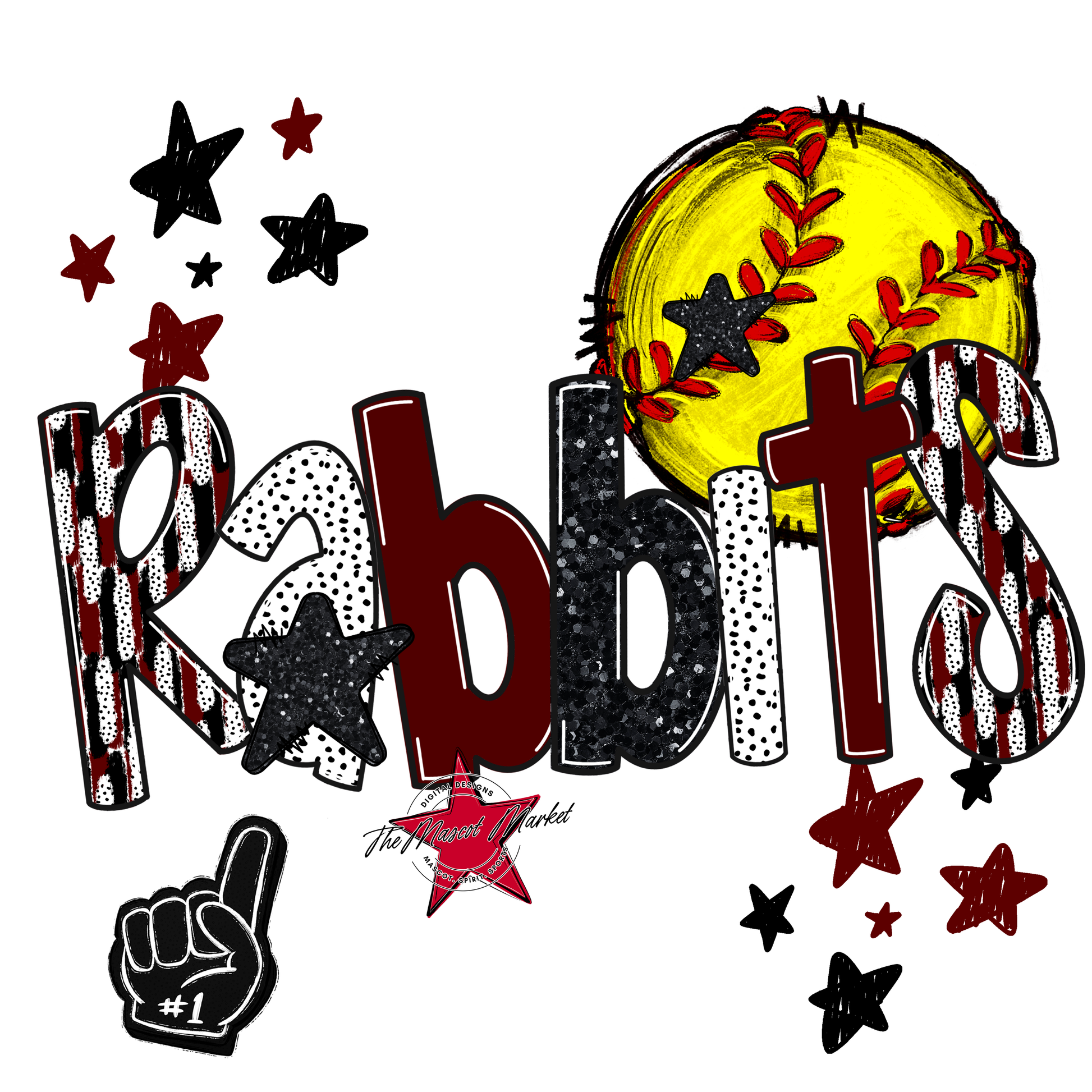 Rabbits Softball Scrape-Maroon