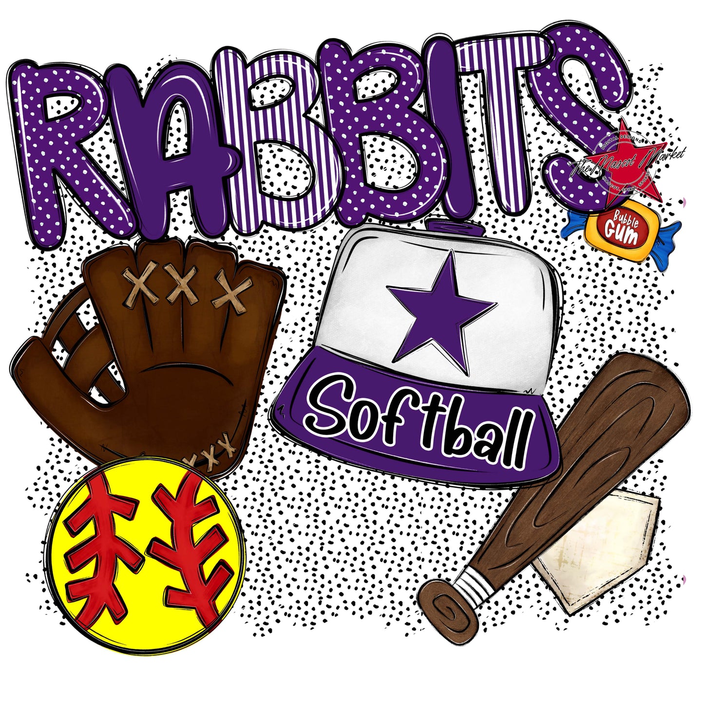 Rabbits Softball Spirit-Purple