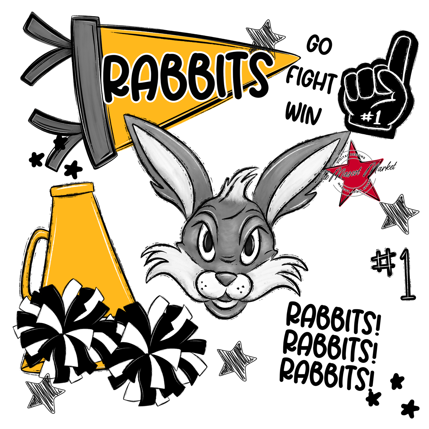 Rabbits Spirit Design-Yellow