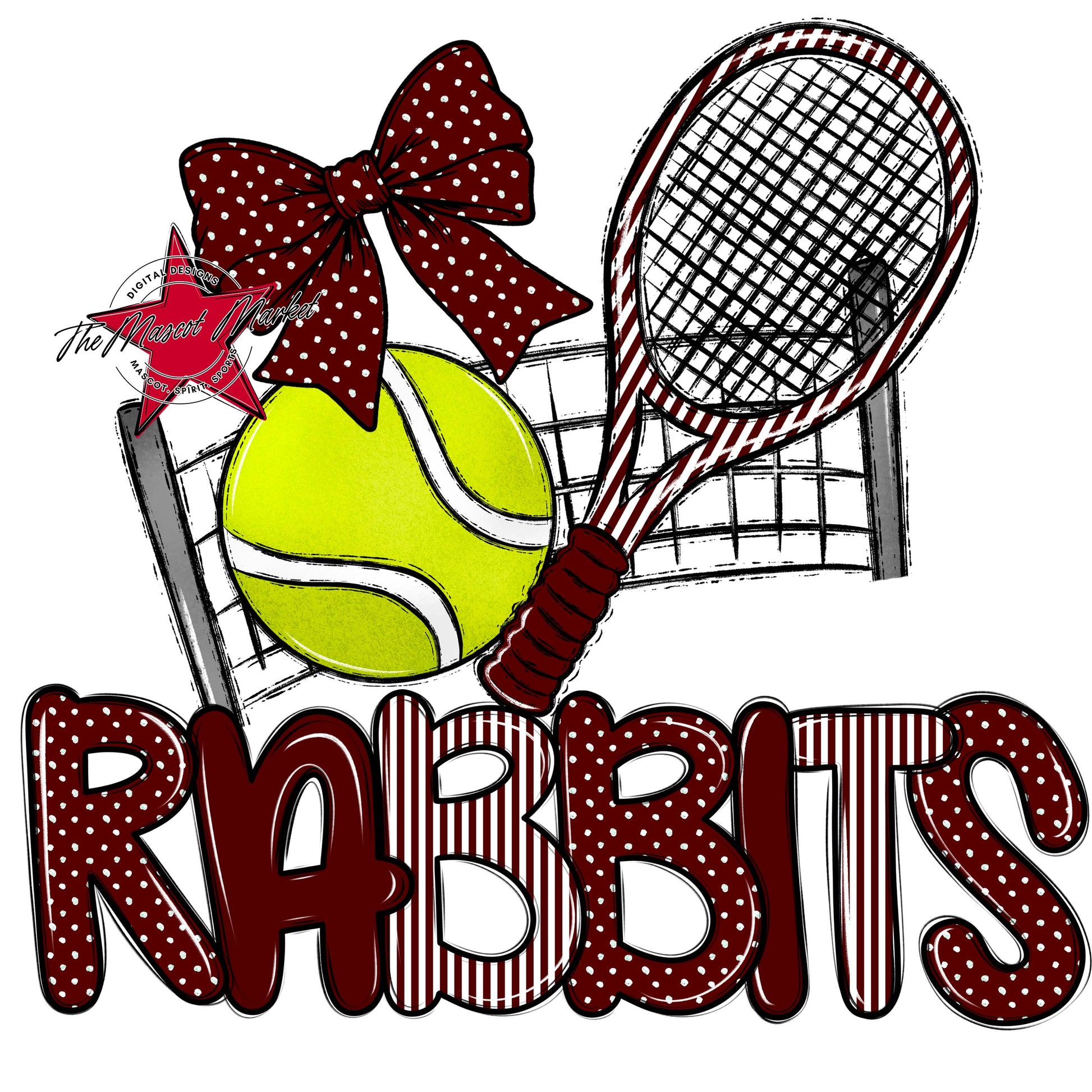 Rabbits Tennis Spirit Design-Maroon