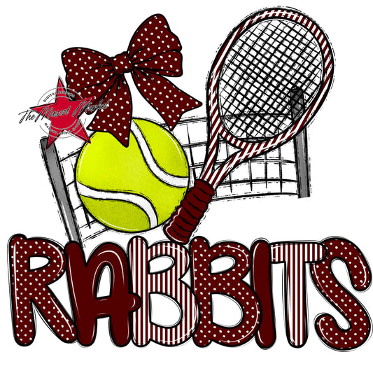 Rabbits Tennis Spirit Design-Maroon