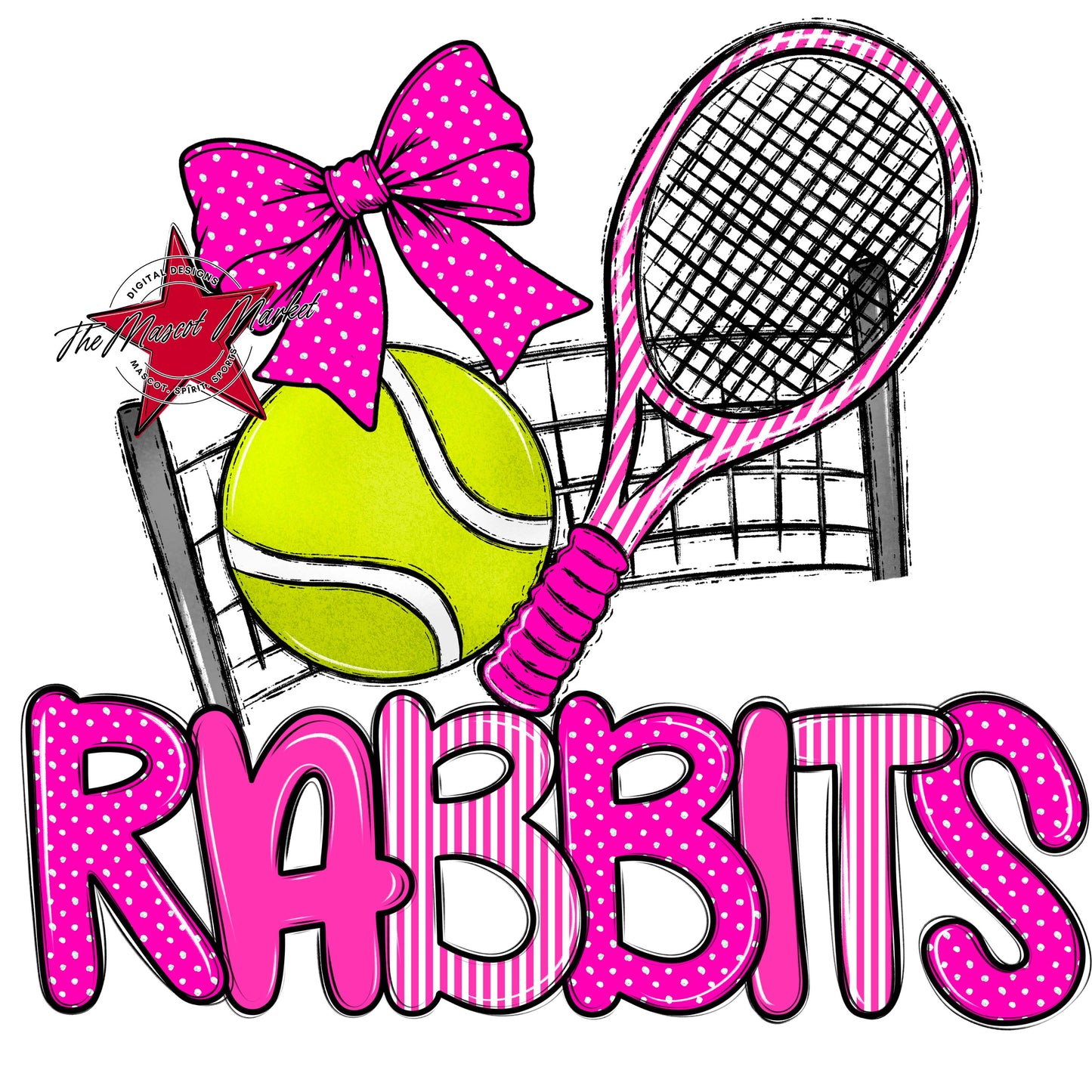 Rabbits Tennis Spirit Design-Pink