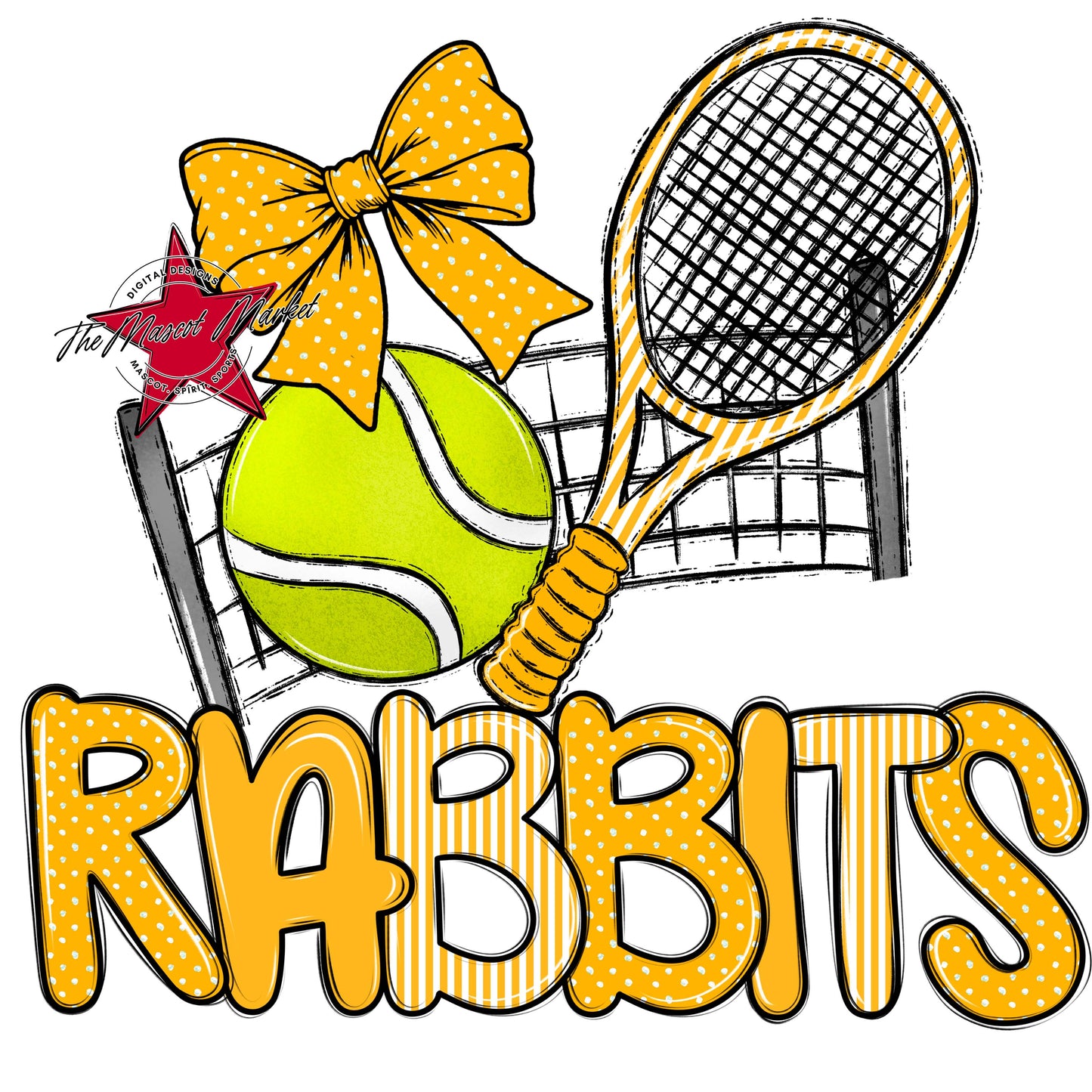 Rabbits Tennis Spirit Design-Yellow