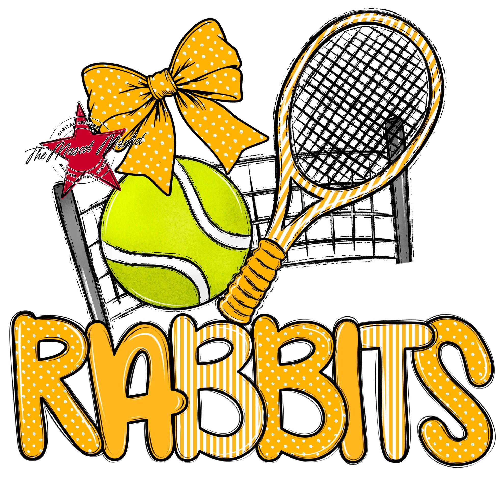 Rabbits Tennis Spirit Design-Yellow