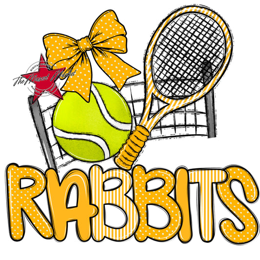 Rabbits Tennis Spirit Design-Yellow