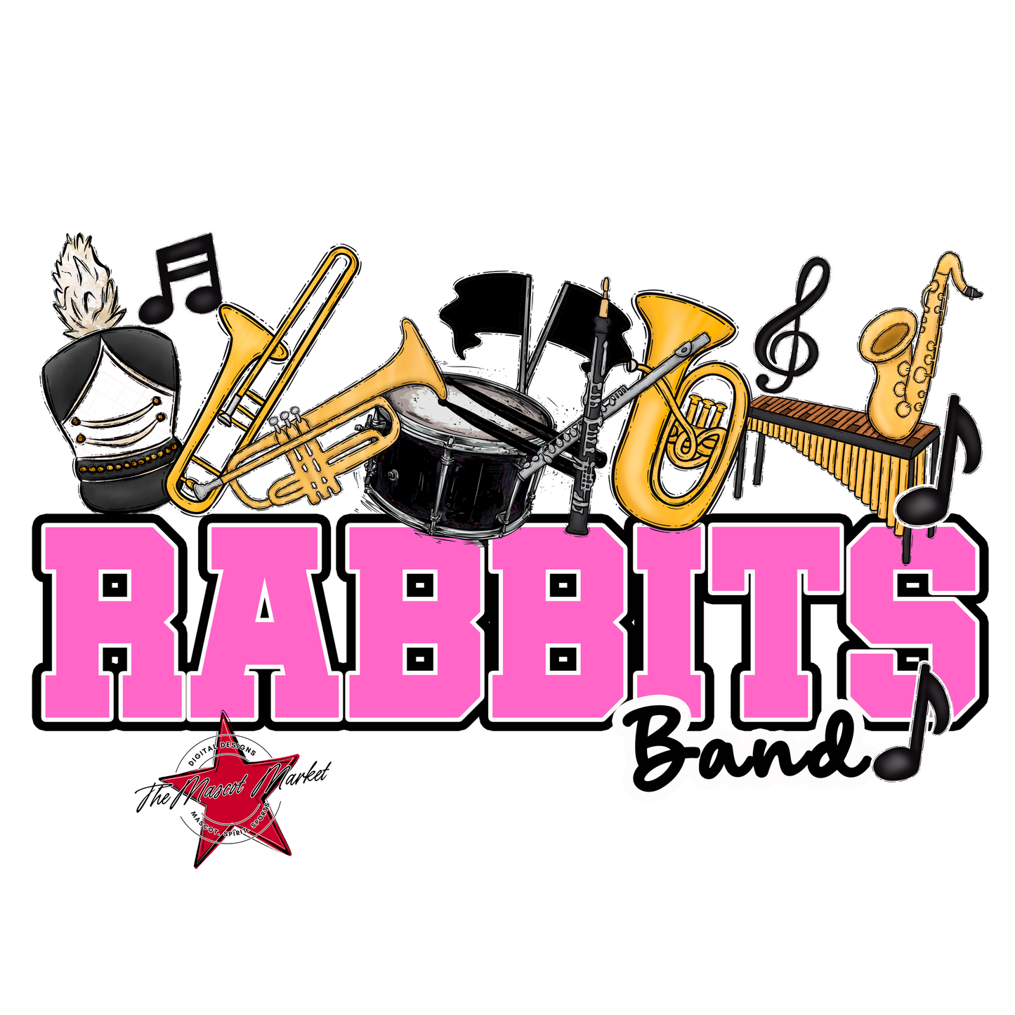 Rabbits Varsity Band-Baby Pink