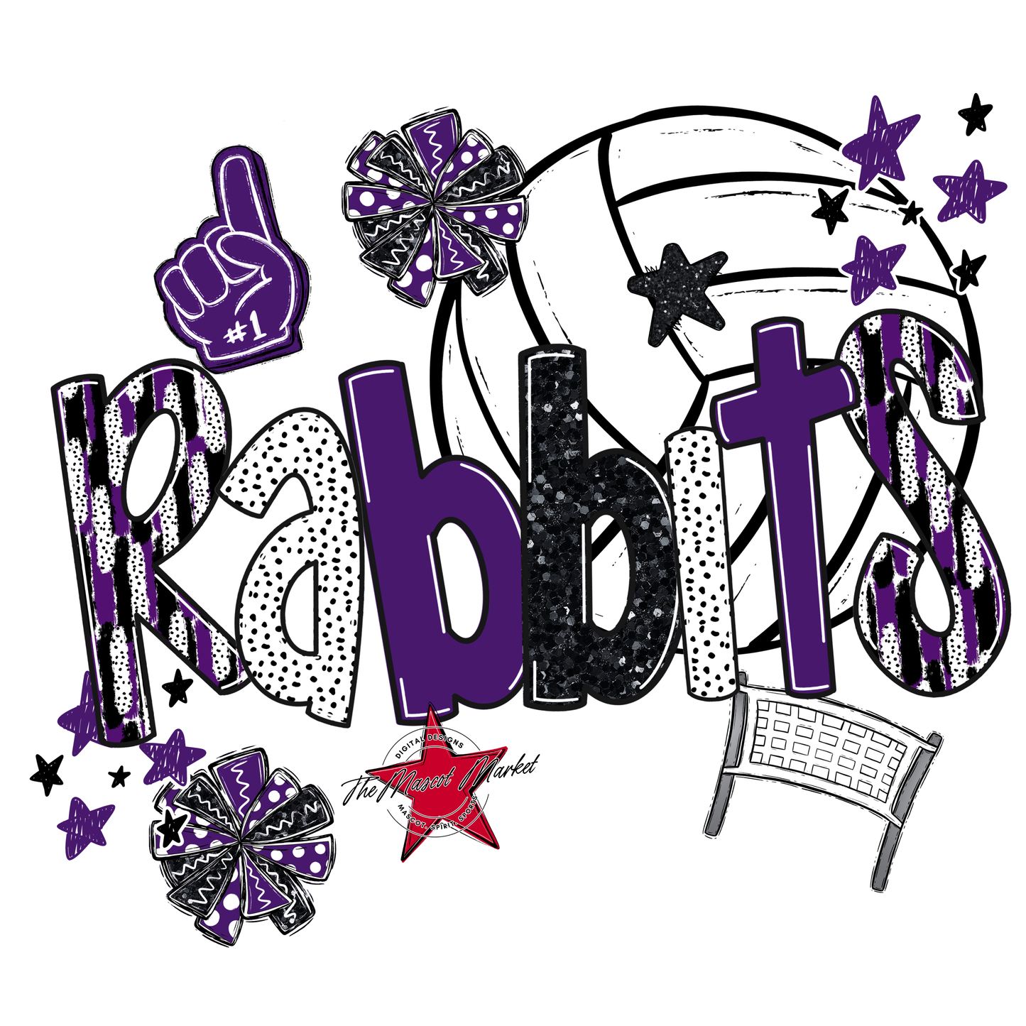 Rabbits Volleyball Scrape-Purple