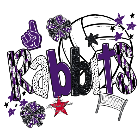 Rabbits Volleyball Scrape-Purple
