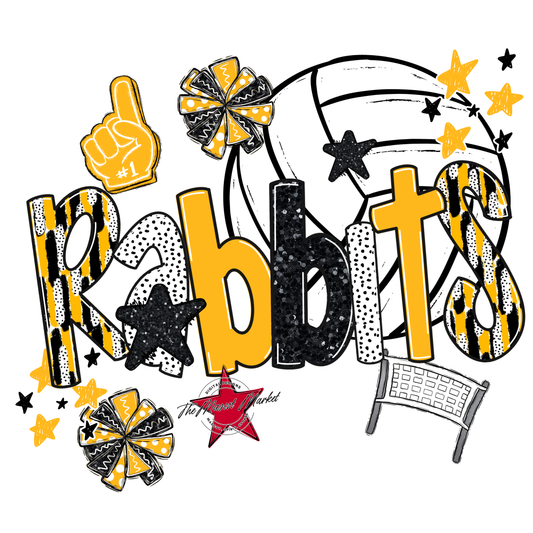 Rabbits Volleyball Scrape-Yellow