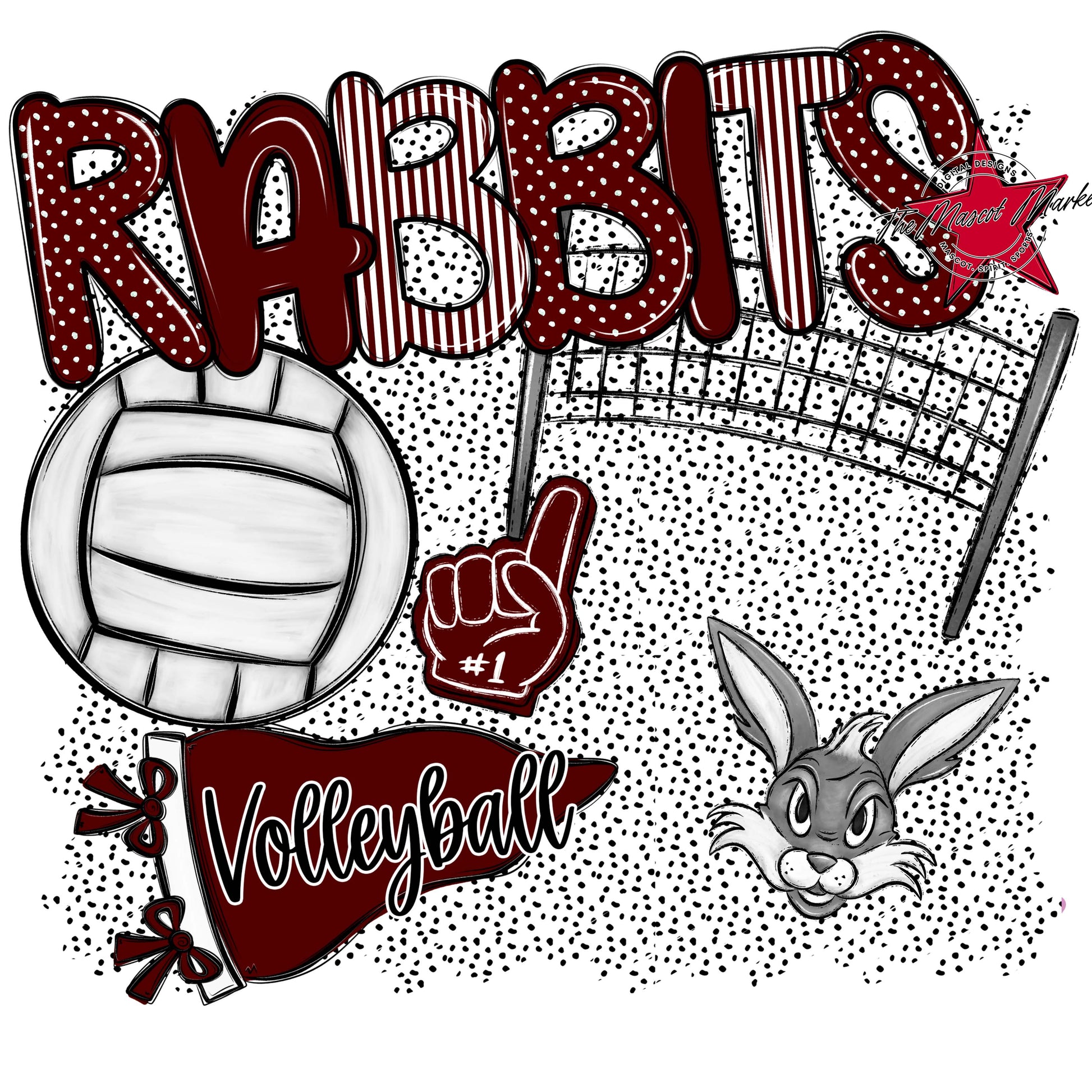 Rabbits Volleyball Spirit-Maroon