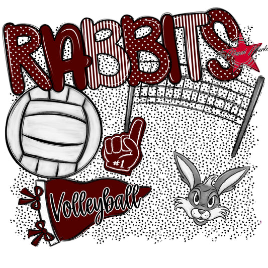 Rabbits Volleyball Spirit-Maroon