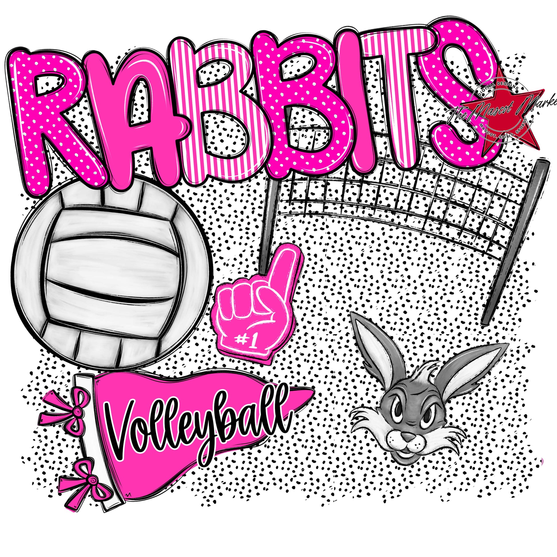 Rabbits Volleyball Spirit-Pink