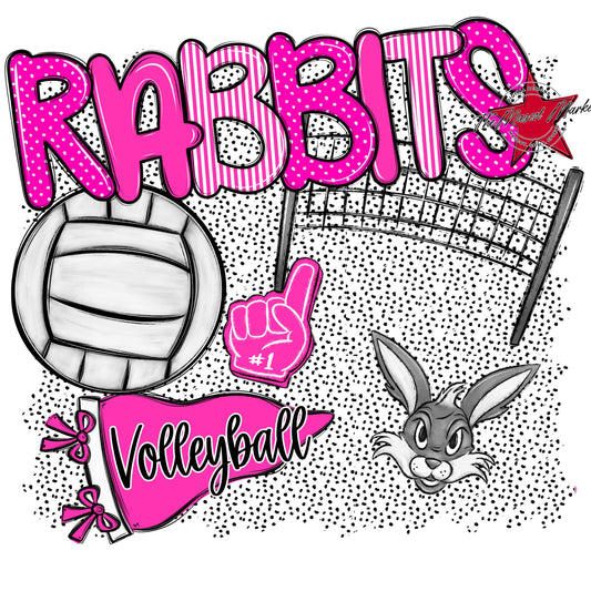 Rabbits Volleyball Spirit-Pink