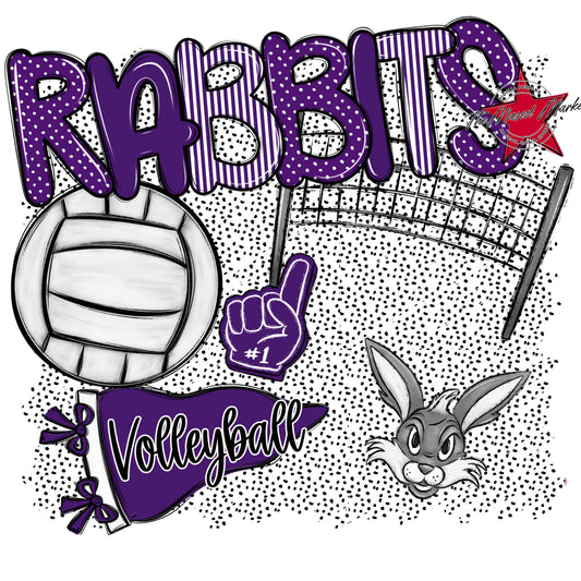 Rabbits Volleyball Spirit-Purple