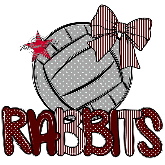 Rabbits Volleyball Spirit Design-Maroon