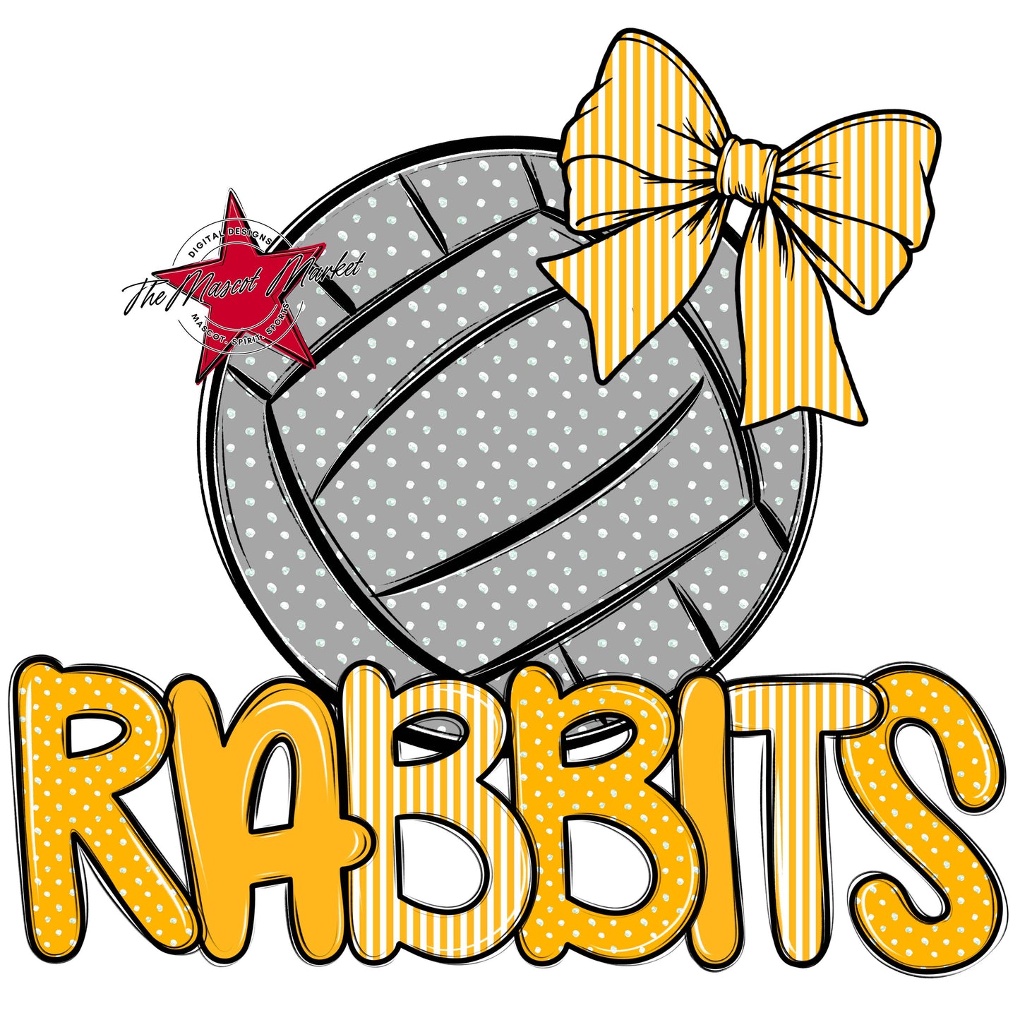 Rabbits Volleyball Spirit Design-Yellow