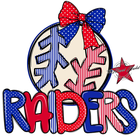 Raiders Baseball-Softball Spirit Design-Royal Blue & Red