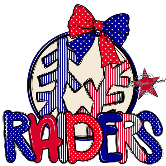 Raiders Baseball-Softball Spirit Design-Blue & Red