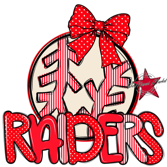 Raiders Baseball-Softball Spirit Design-Bright Red