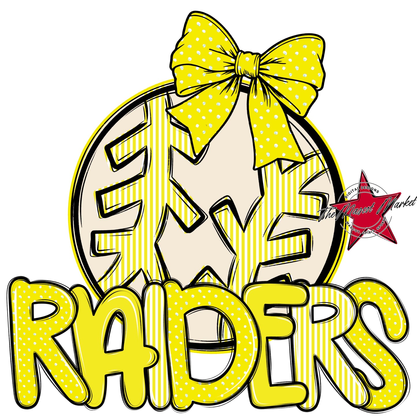 Raiders Baseball-Softball Spirit Design-Bright Yellow