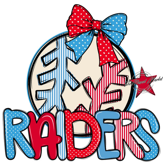 Raiders Baseball-Softball Spirit Design-Carolina Blue & Red