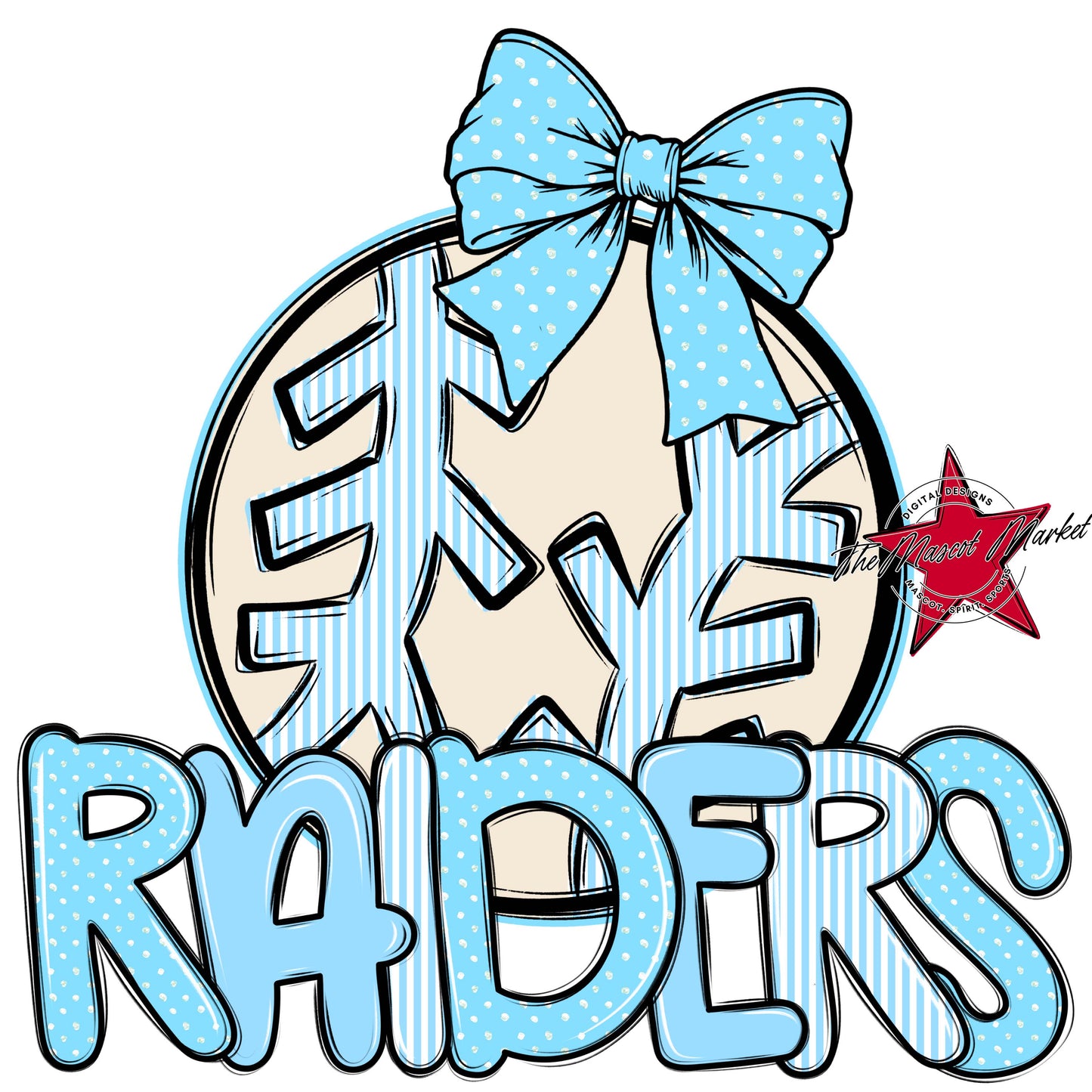 Raiders Baseball-Softball Spirit Design-Columbia Blue