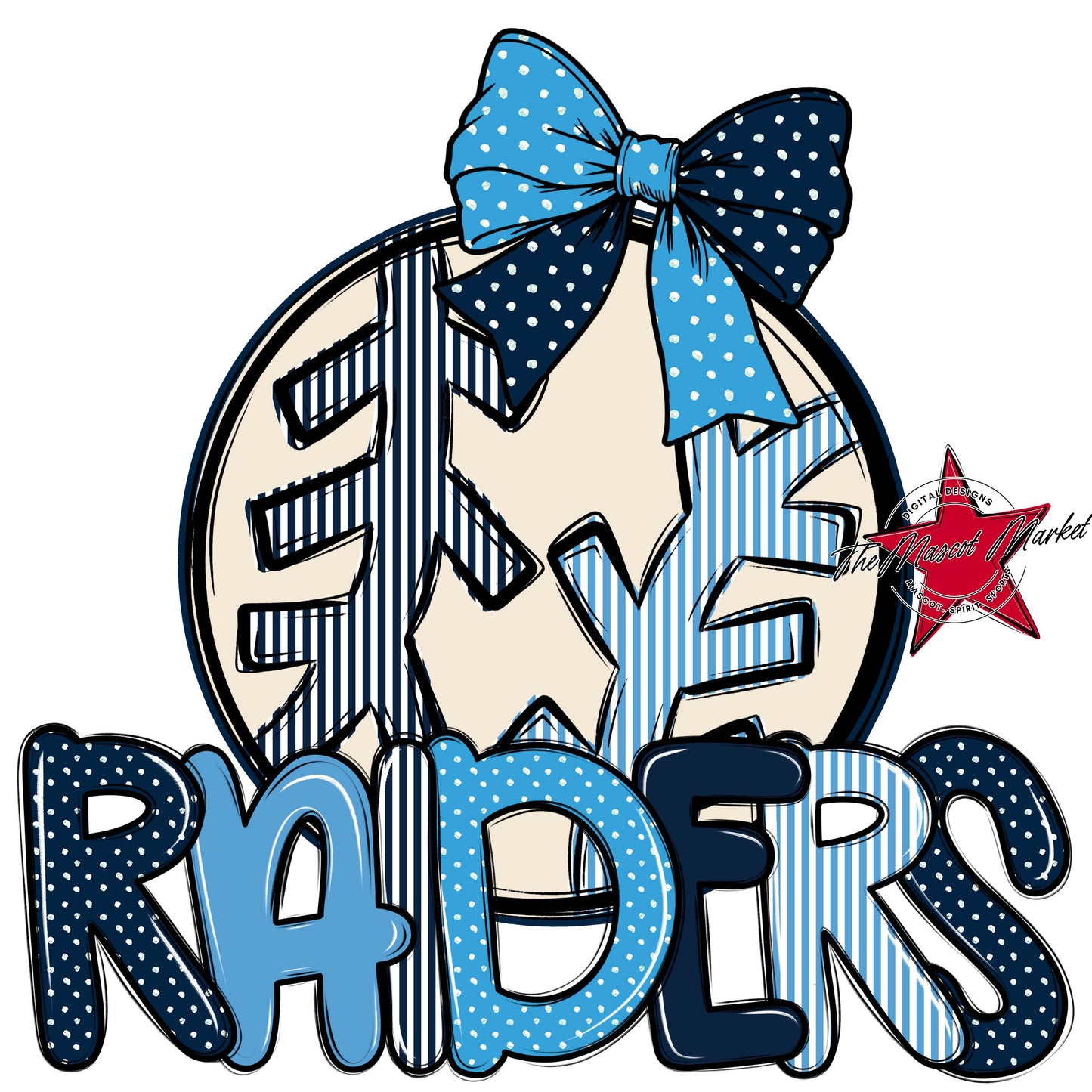 Raiders Baseball-Softball Spirit Design-Navy & Carolina Blue