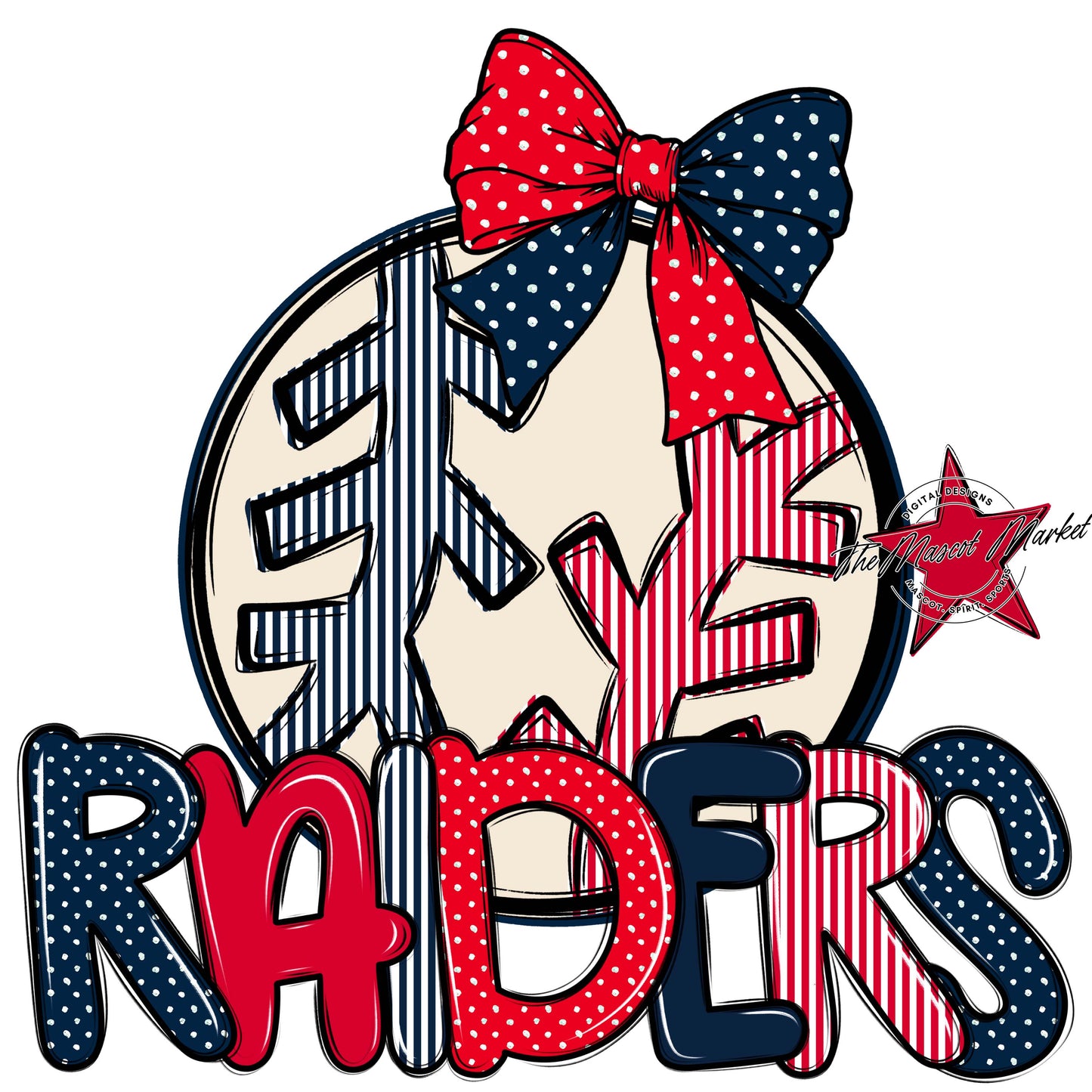 Raiders Baseball-Softball Spirit Design-Navy & Red
