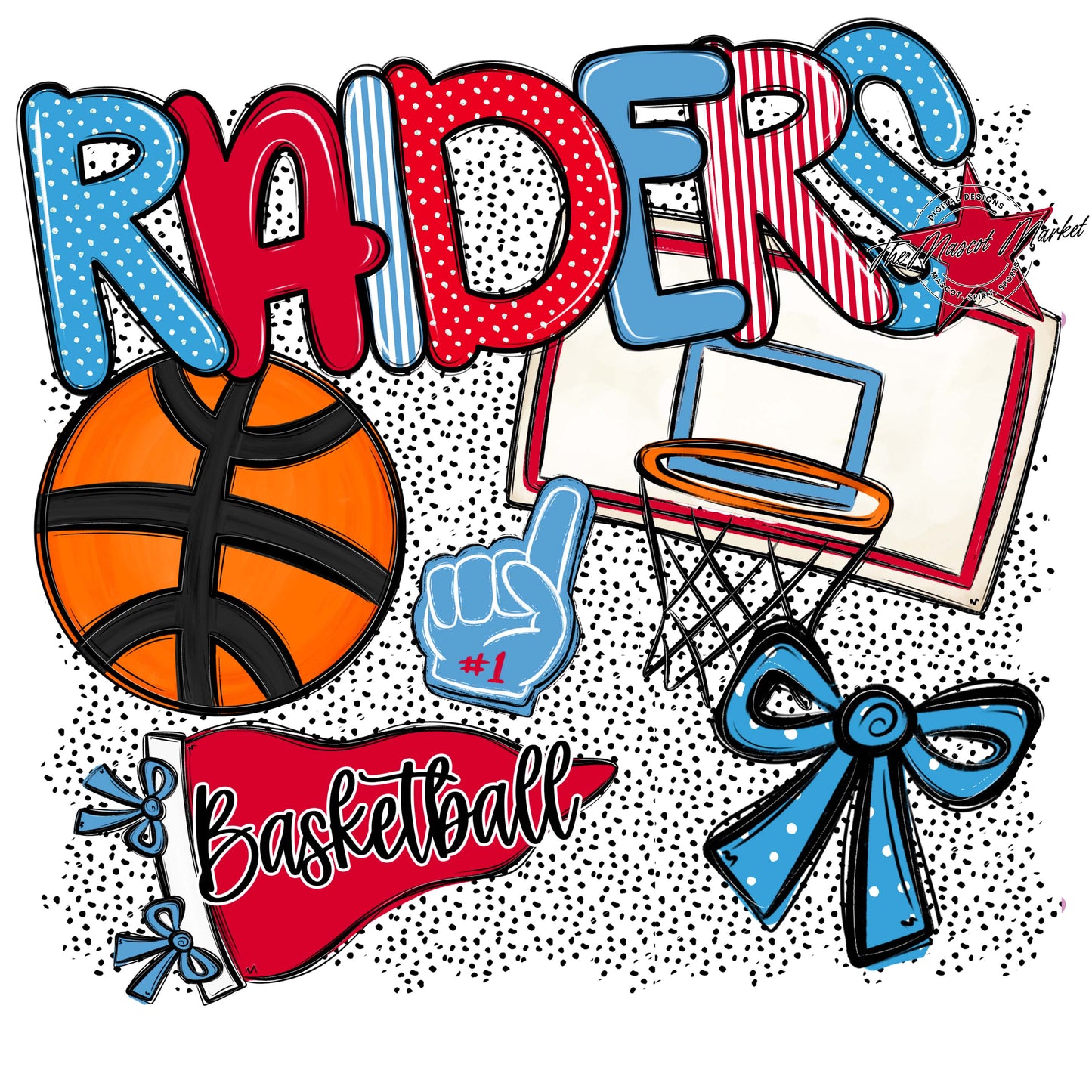 Raiders Basketball Spirit-Carolina Blue & Red