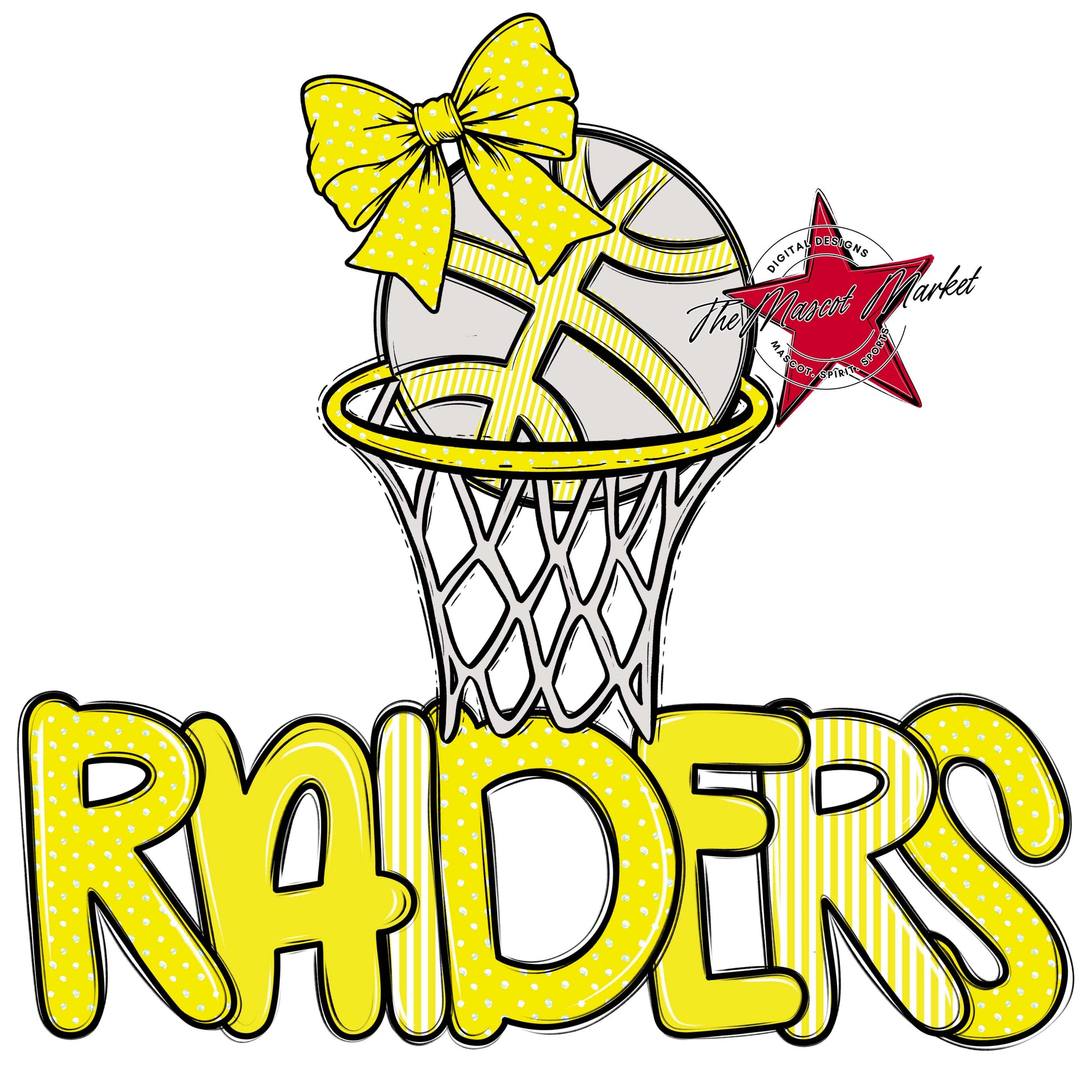 Raiders Basketball Spirit Design-Bright Yellow