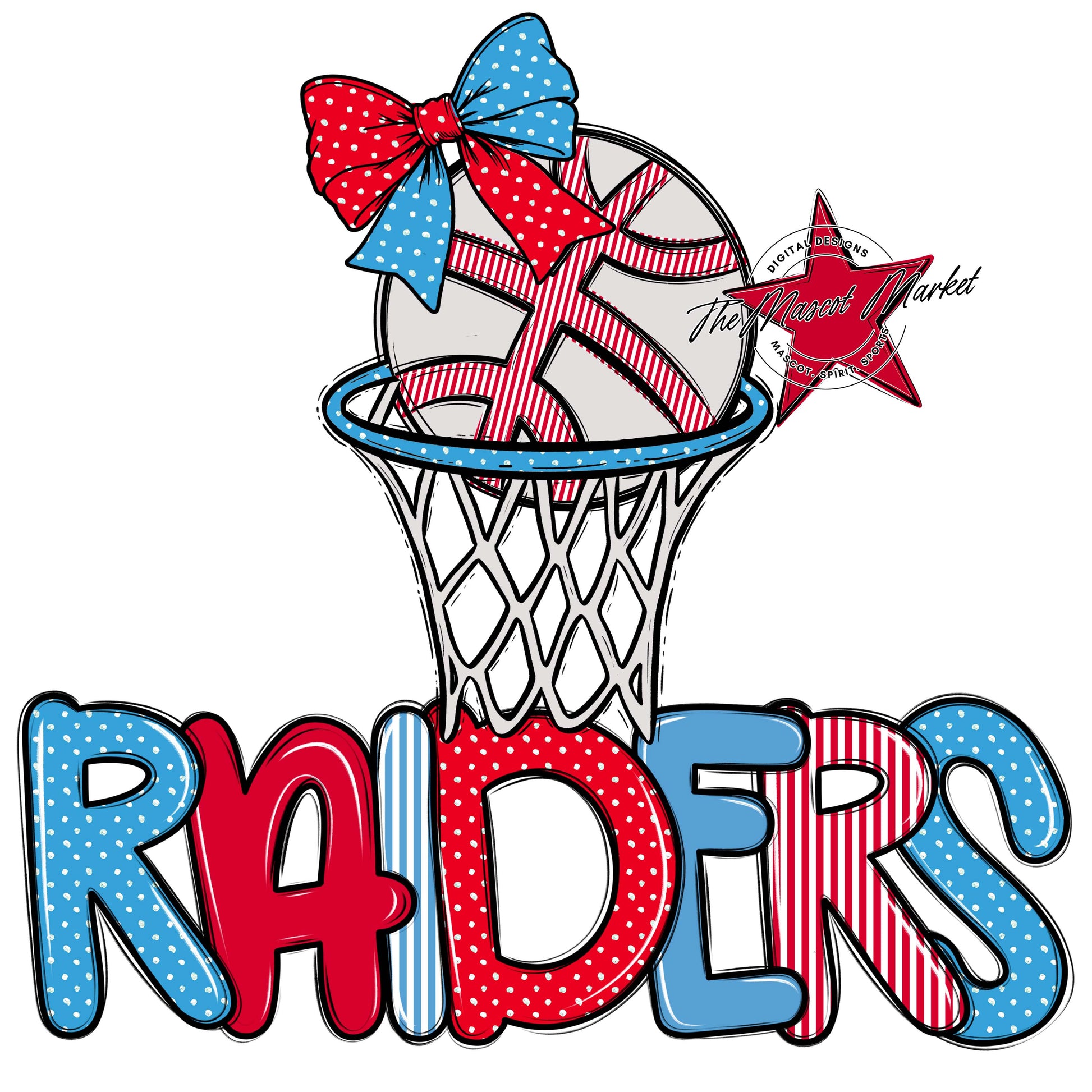 Raiders Basketball Spirit Design-Carolina Blue & Red