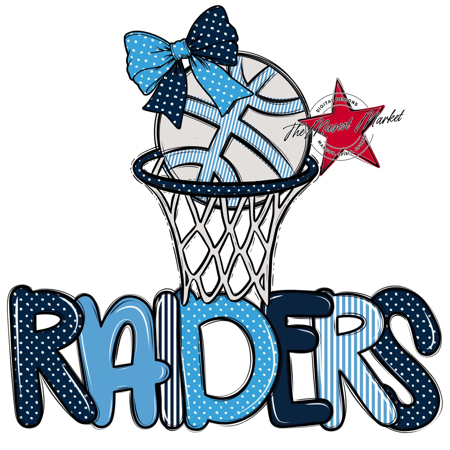 Raiders Basketball Spirit Design-Navy & Carolina Blue