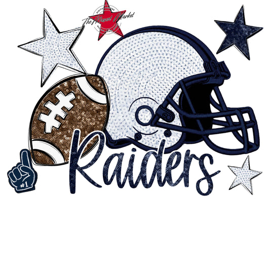 Raiders Football Embroidered Sequins Design-Navy