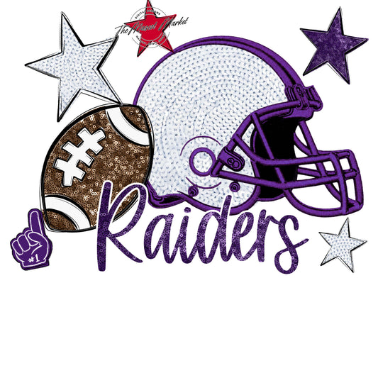 Raiders Football Embroidered Sequins Design-Purple