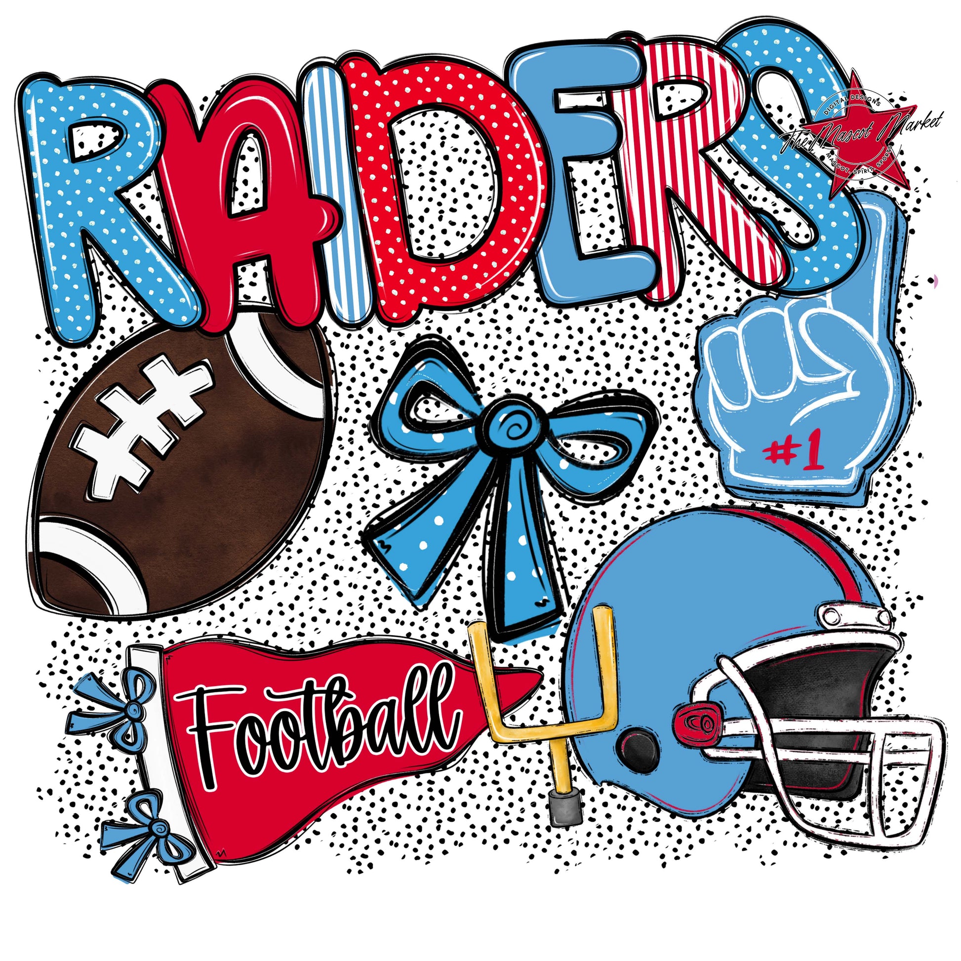 Raiders Football Spirit-Carolina Blue & Red