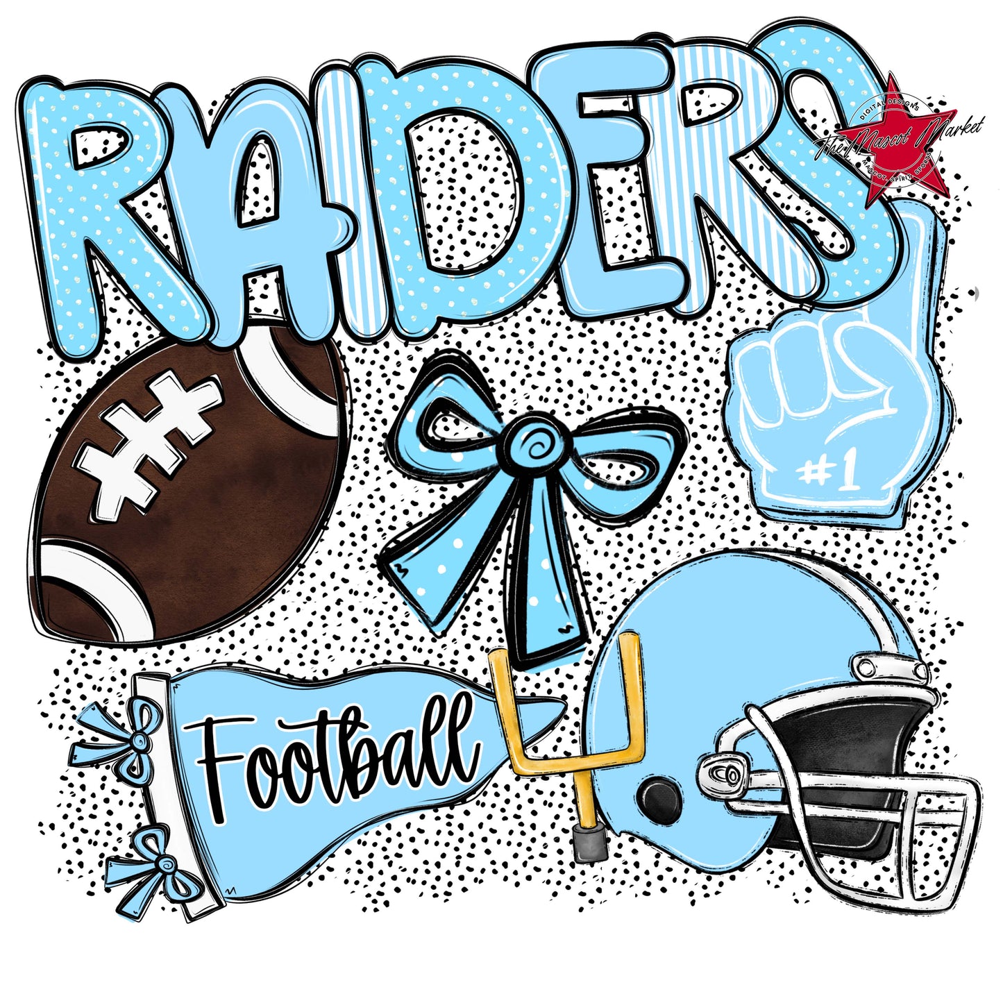 Raiders Football Spirit-Columbia Blue
