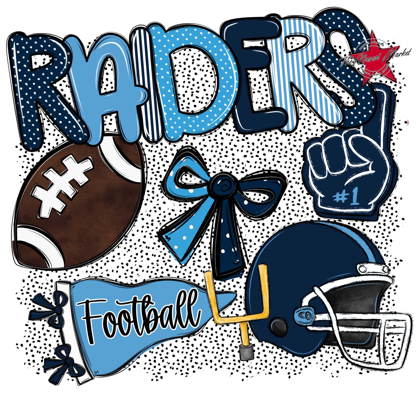 Raiders Football Spirit-Navy & Carolina Blue