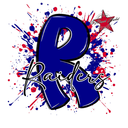 Raiders Mascot Splatter-Blue & Red