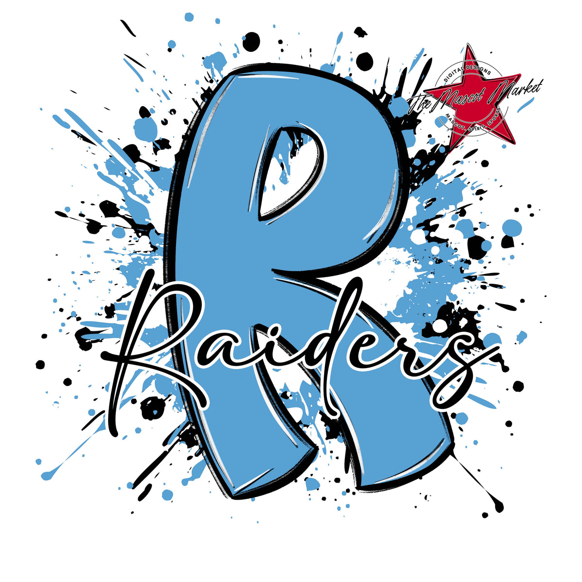 Raiders Mascot Splatter-Carolina Blue