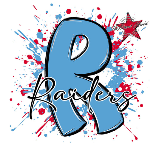 Raiders Mascot Splatter-Carolina Blue & Red