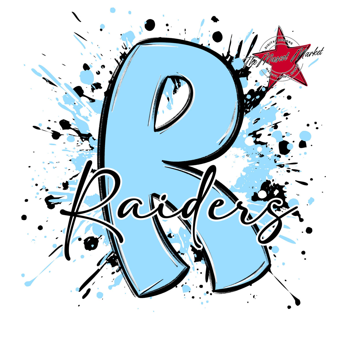 Raiders Mascot Splatter-Columbia Blue