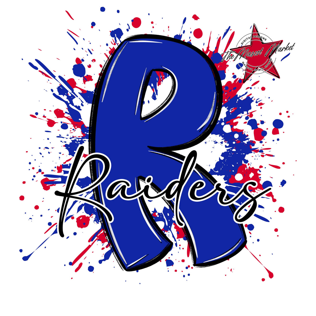 Raiders Mascot Splatter-Royal Blue & Red