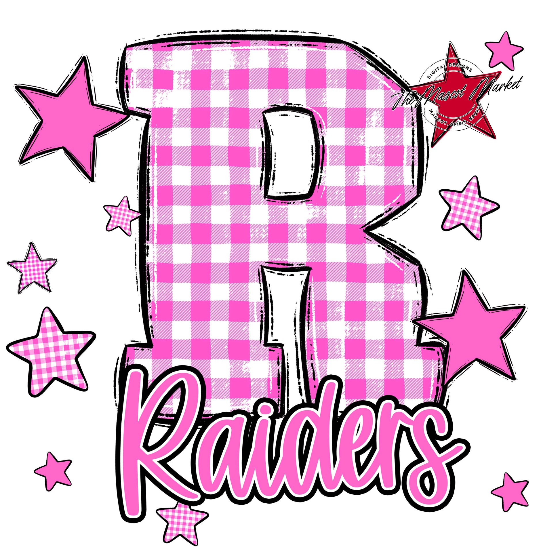 Raiders Plaid Star Design-Baby Pink