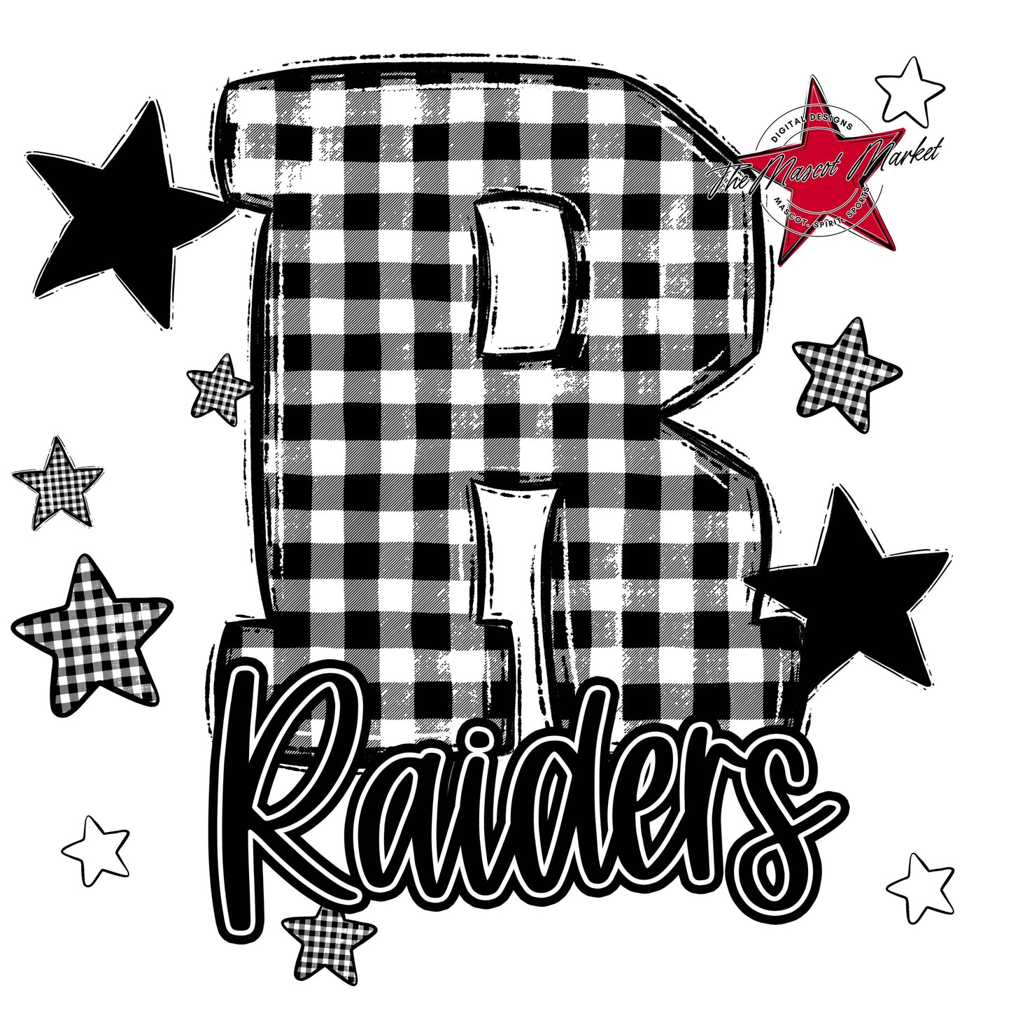 Raiders Plaid Star Design-Black