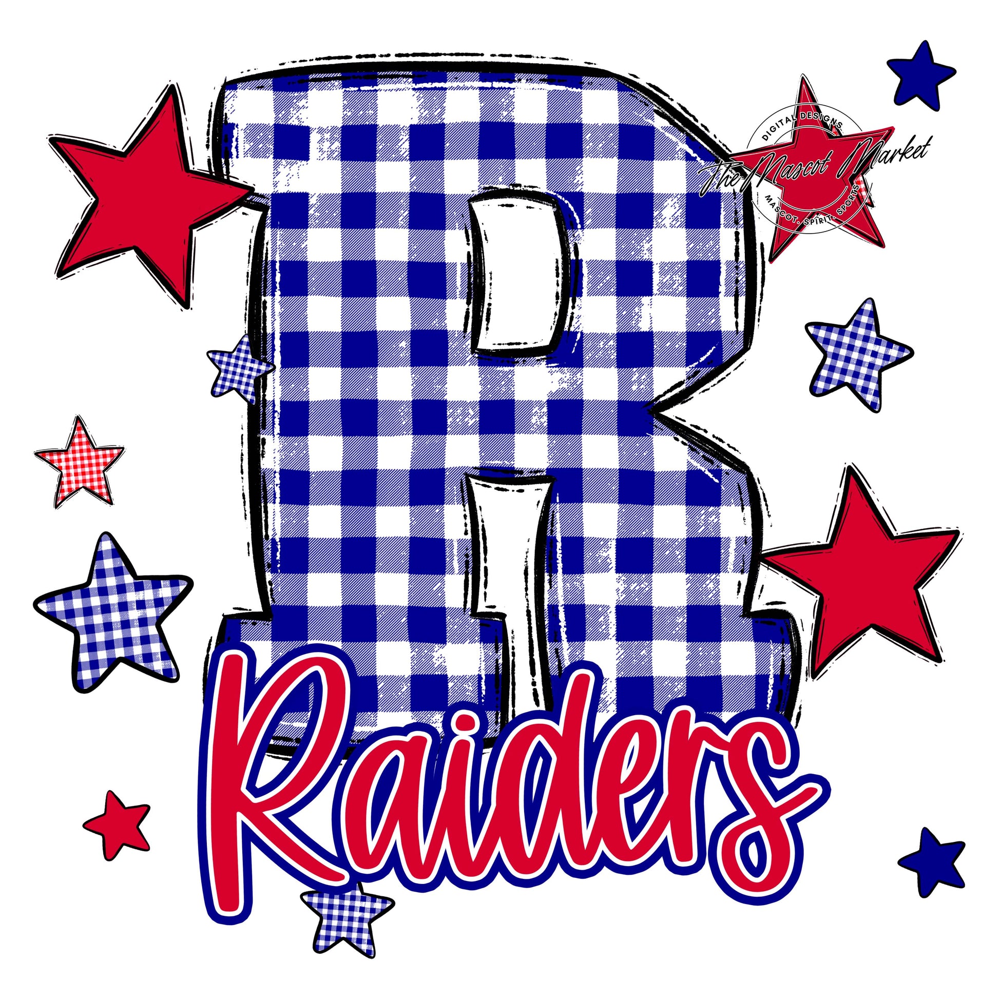 Raiders Plaid Star Design-Blue & Red